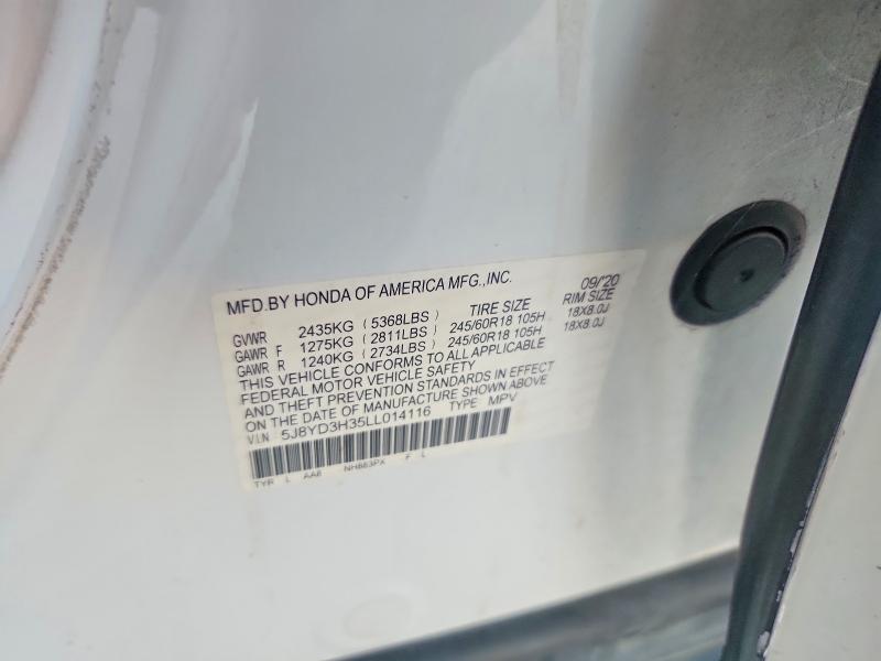 Photo 14 from auction – 2020 ACURA MDX with VIN 5J8YD3H35LL014116