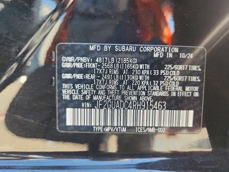 Фото 14 с аукциона – 2024 SUBARU CROSSTREK с VIN JF2GUADC4RH915463
