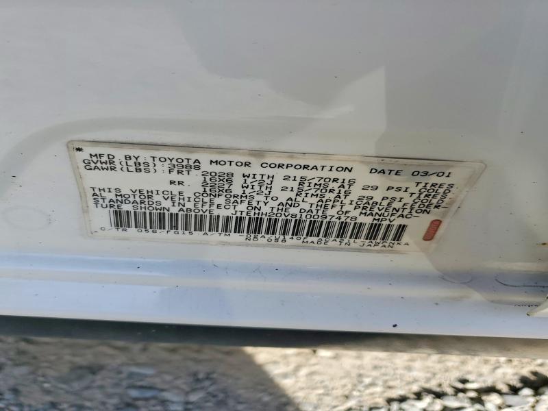 Photo 14 from auction – 2001 TOYOTA RAV4 with VIN JTEHH20V810097478
