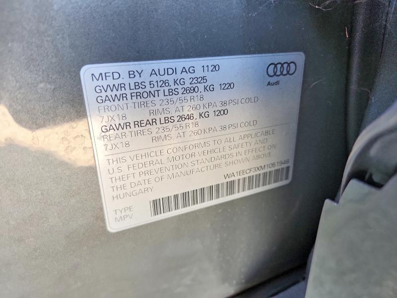 Photo 14 from auction – 2021 AUDI Q3 with VIN WA1EECF3XM1051946