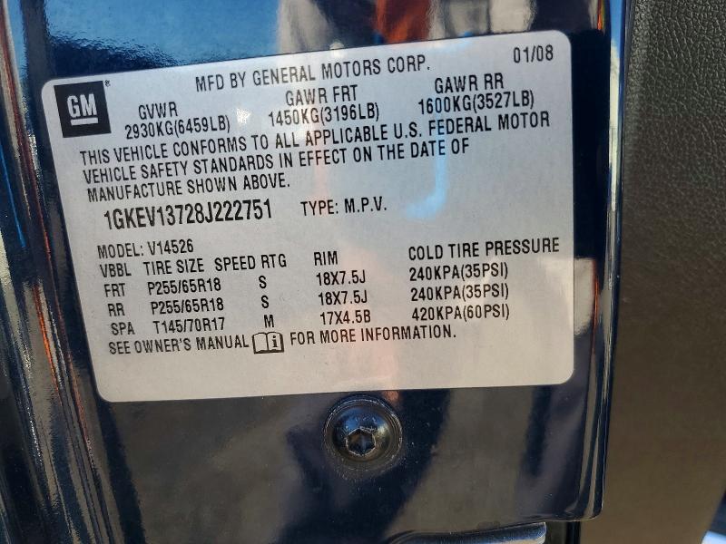 Photo 14 from auction – 2008 GMC ACADIA with VIN 1GKEV13728J222751