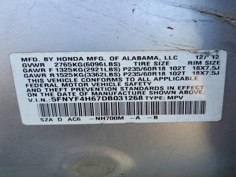 Zdjęcie 14 z aukcji – 2013 HONDA PILOT z VIN 5FNYF4H67DB031268