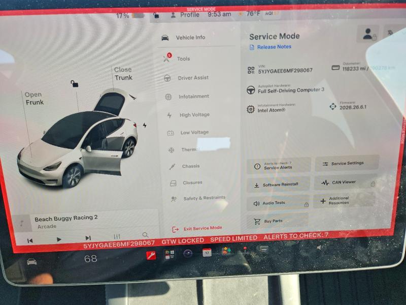 Photo 9 from auction – 2021 TESLA MODEL Y with VIN 5YJYGAEE6MF298067