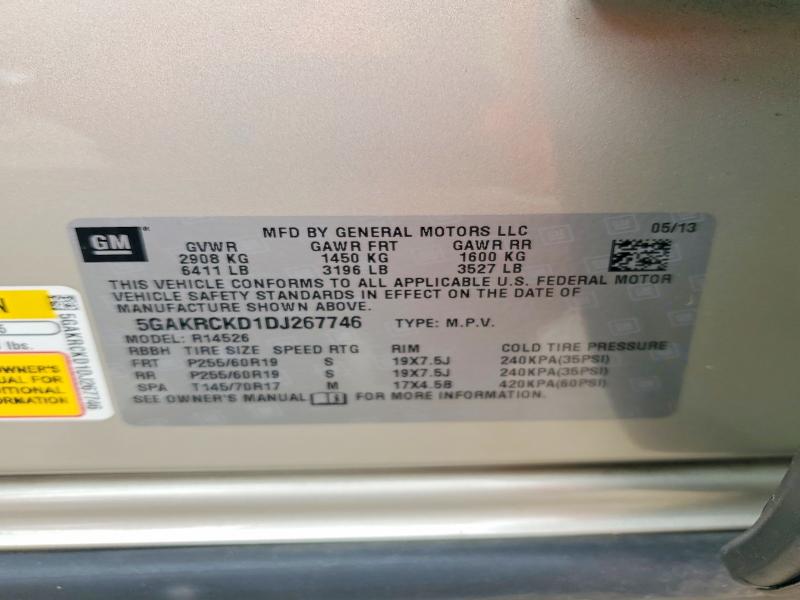 Photo 14 from auction – 2013 BUICK ENCLAVE with VIN 5GAKRCKD1DJ267746