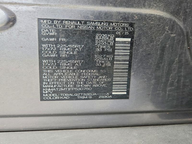 Photo 14 from auction – 2015 NISSAN ROGUE with VIN KNMAT2MT1FP530750