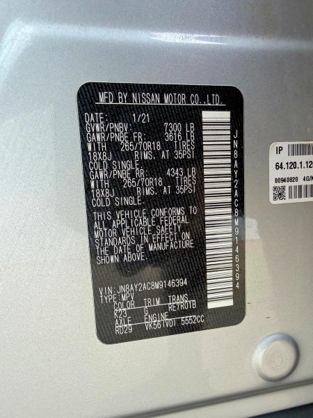 Photo 10 from auction – 2021 NISSAN ARMADA with VIN JN8AY2AC8M9146394