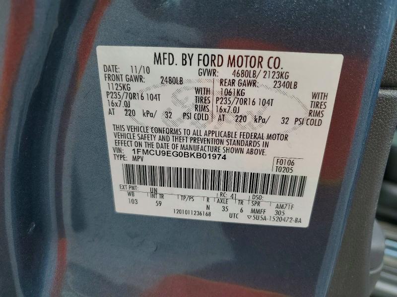 Photo 14 from auction – 2011 FORD ESCAPE with VIN 1FMCU9EG0BKB01974