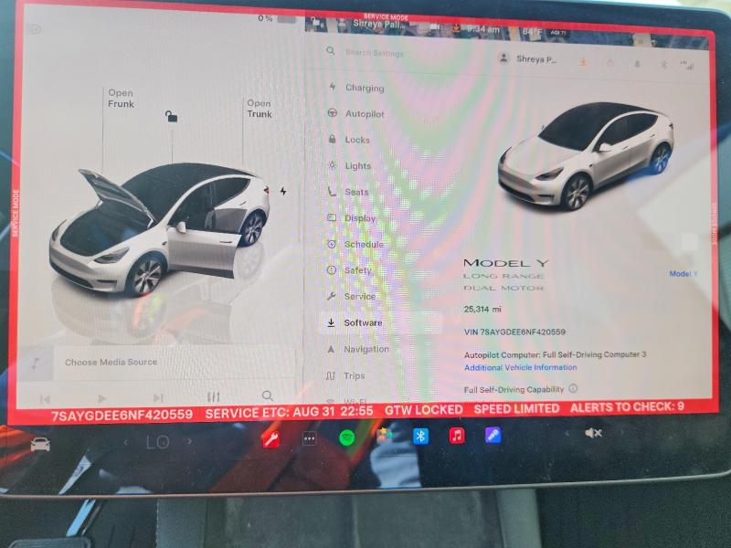Photo 9 from auction – 2022 TESLA MODEL Y with VIN 7SAYGDEE6NF420559
