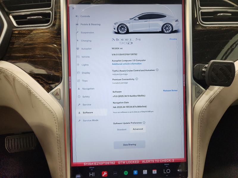 Photo 9 from auction – 2016 TESLA MODEL S with VIN 5YJSA1E21GF139782
