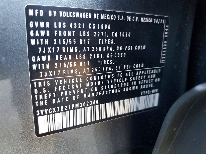 Снимка 14 от търг – 2023 VOLKSWAGEN TAOS с VIN 3VVCX7B21PM362346