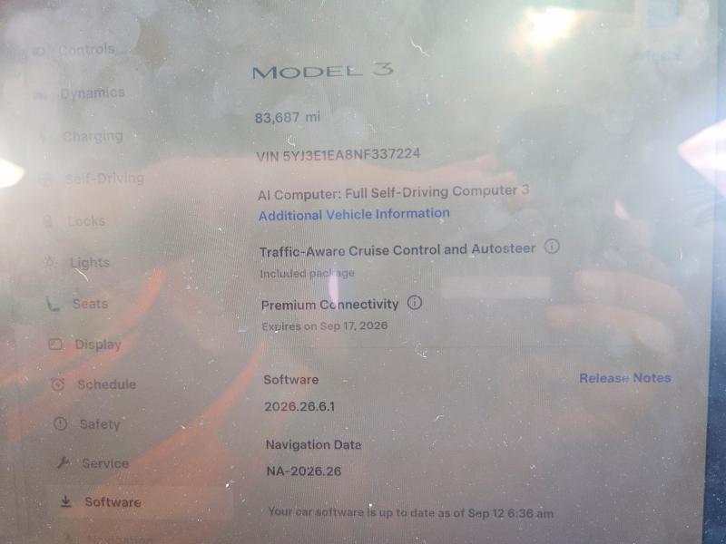 Снимка 9 от търг – 2022 TESLA MODEL 3 с VIN 5YJ3E1EA8NF337224