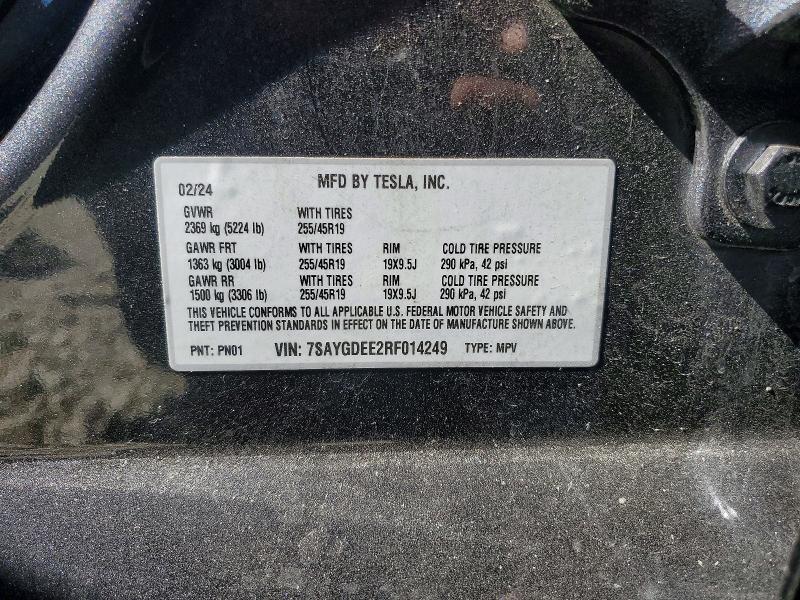 Photo 14 from auction – 2024 TESLA MODEL Y with VIN 7SAYGDEE2RF014249