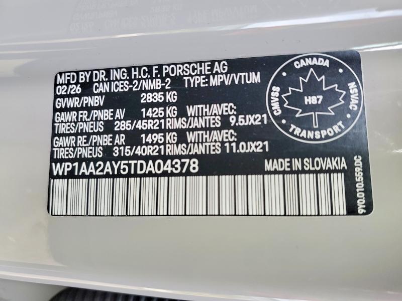 Photo 14 from auction – 2026 PORSCHE CAYENNE with VIN WP1AA2AY5TDA04378
