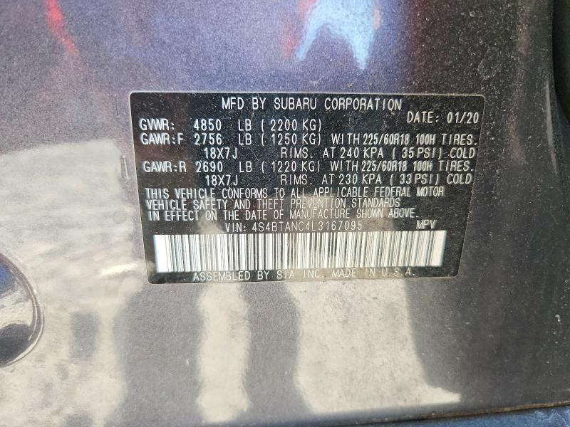 Photo 14 from auction – 2020 SUBARU OUTBACK with VIN 4S4BTANC4L3167095