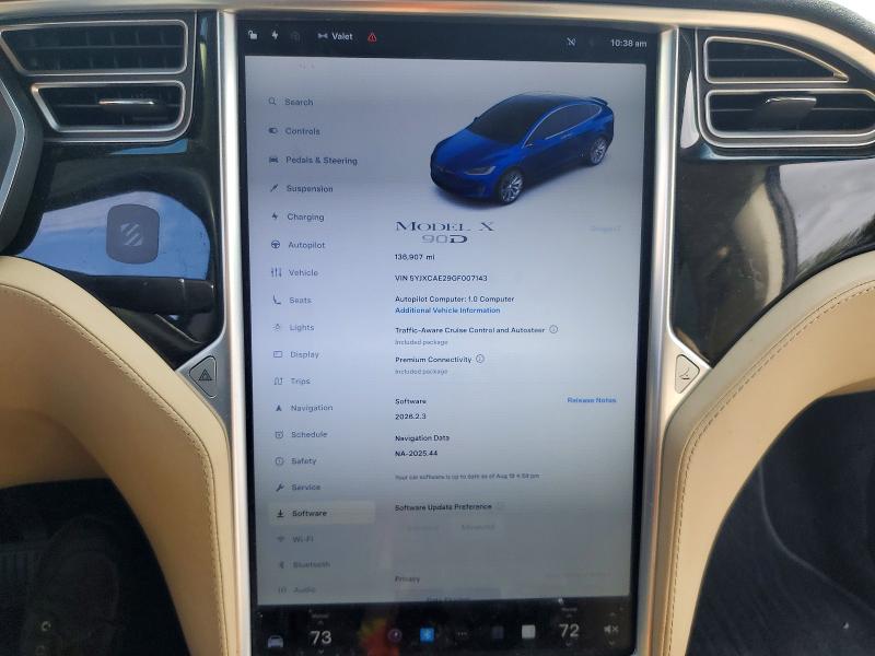 Photo 9 from auction – 2016 TESLA MODEL X with VIN 5YJXCAE29GF007143