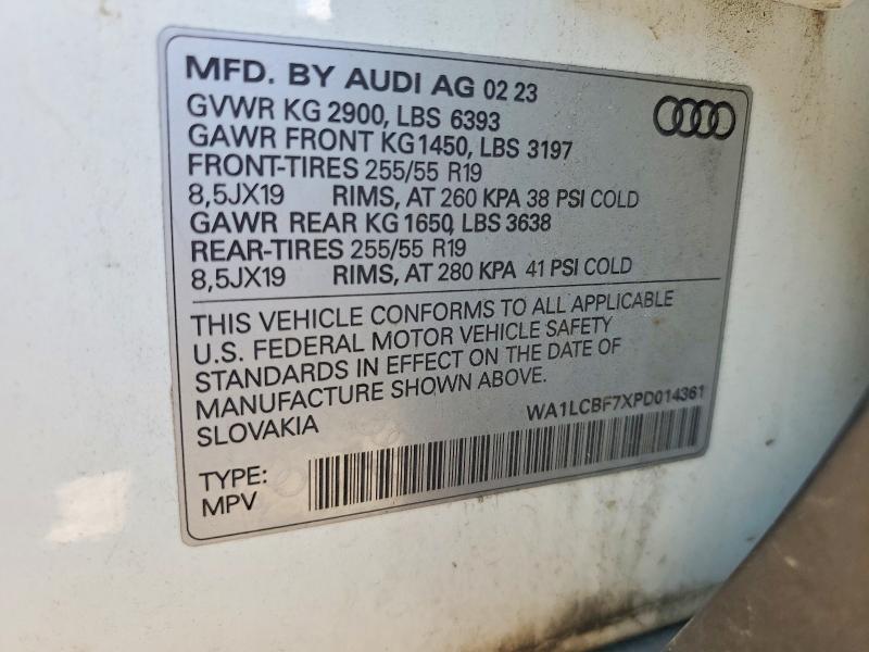 Photo 14 from auction – 2023 AUDI Q7 with VIN WA1LCBF7XPD014361