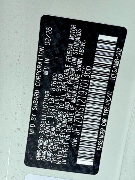 Foto 10 de la subasta – 2026 SUBARU BRZ con VIN JF1ZDBS12T9701366
