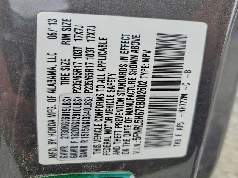 Photo 14 from auction – 2014 HONDA ODYSSEY with VIN 5FNRL5H67EB002602