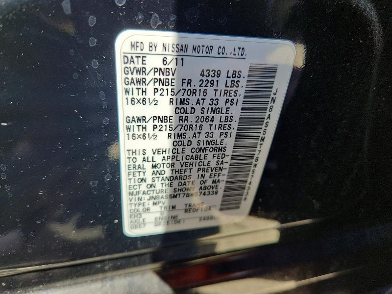 Photo 14 from auction – 2011 NISSAN ROGUE with VIN JN8AS5MT7BW574339