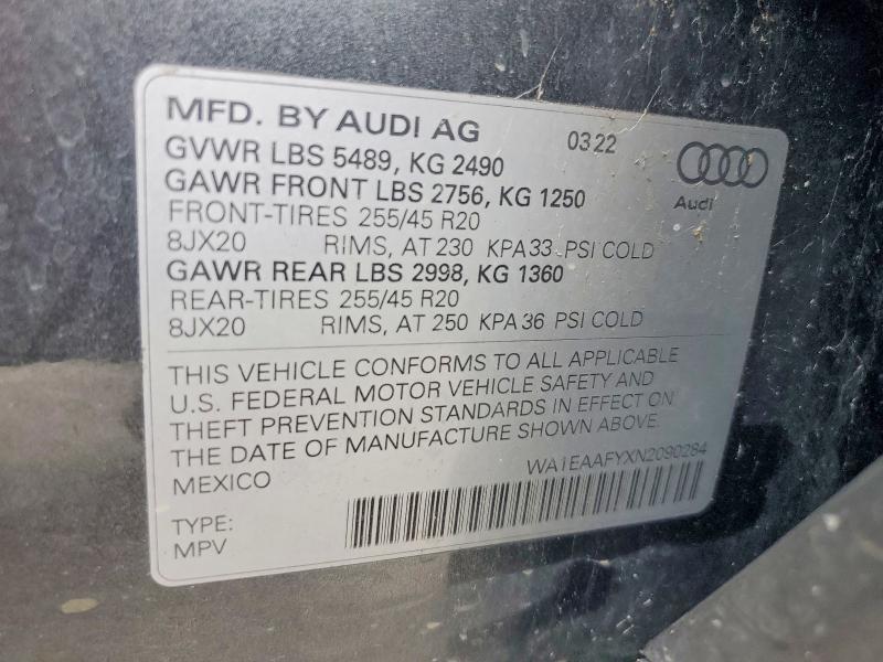 Photo 14 from auction – 2022 AUDI Q5 with VIN WA1EAAFYXN2090284