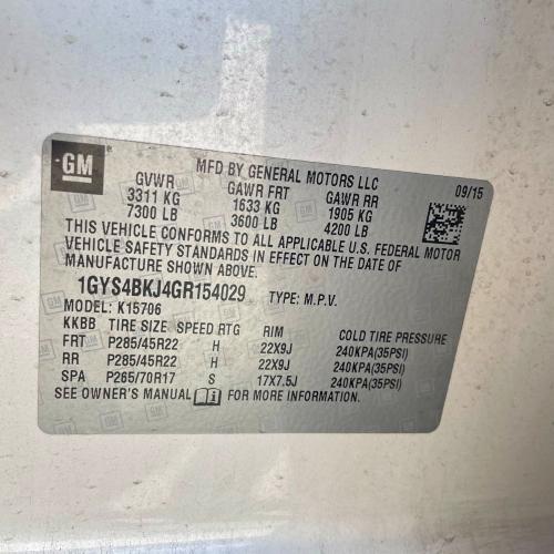 Photo 10 from auction – 2016 CADILLAC ESCALADE with VIN 1GYS4BKJ4GR154029