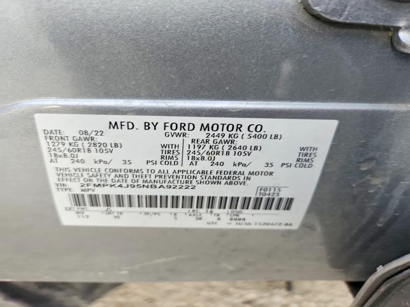 Снимка 14 от търг – 2022 FORD EDGE с VIN 2FMPK4J95NBA92222