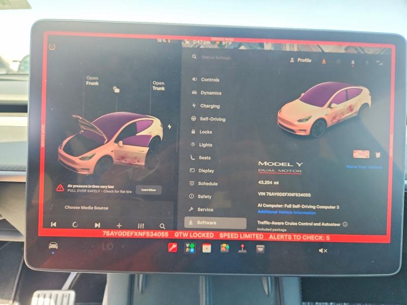 Photo 9 from auction – 2022 TESLA MODEL Y with VIN 7SAYGDEFXNF534055