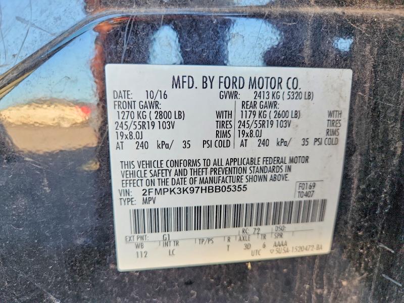 Photo 14 from auction – 2017 FORD EDGE with VIN 2FMPK3K97HBB05355