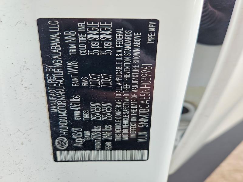 Photo 14 from auction – 2022 HYUNDAI TUCSON with VIN 5NMJBCAE5NH039961