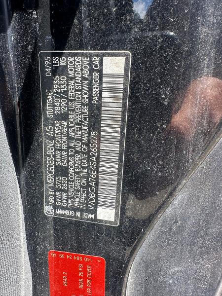 Photo 10 from auction – 1995 MERCEDES-BENZ S with VIN WDBGA76E4SA265278