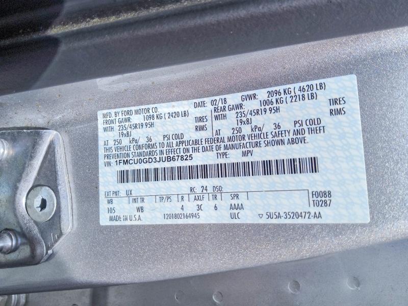 Photo 13 from auction – 2018 FORD ESCAPE with VIN 1FMCU0GD3JUB67825