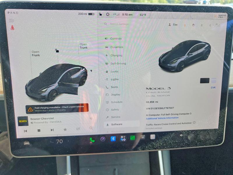 صورة رقم 9 من المزاد - 2020 TESLA MODEL 3 مع VIN 5YJ3E1EB6LF787007