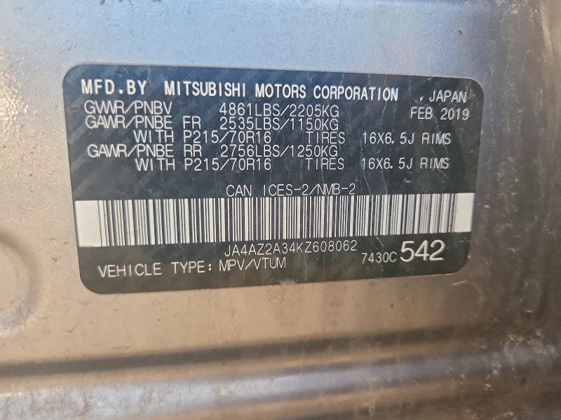 Photo 14 from auction – 2019 MITSUBISHI OUTLANDER with VIN JA4AZ2A34KZ608062