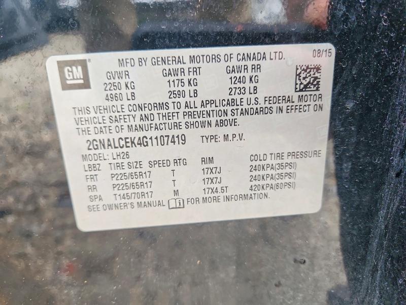 Photo 14 from auction – 2016 CHEVROLET EQUINOX with VIN 2GNALCEK4G1107419