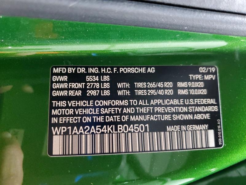 Снимка 14 от търг – 2019 PORSCHE MACAN с VIN WP1AA2A54KLB04501