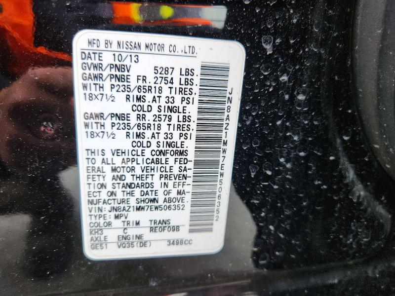 Photo 14 from auction – 2014 NISSAN MURANO with VIN JN8AZ1MW7EW506352