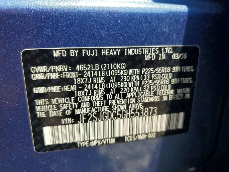 صورة رقم 14 من المزاد - 2016 SUBARU FORESTER مع VIN JF2SJGDC5GH553873