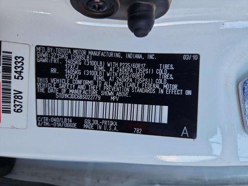 Photo 14 from auction – 2011 TOYOTA SIENNA with VIN 5TDYK3DC6BS022779