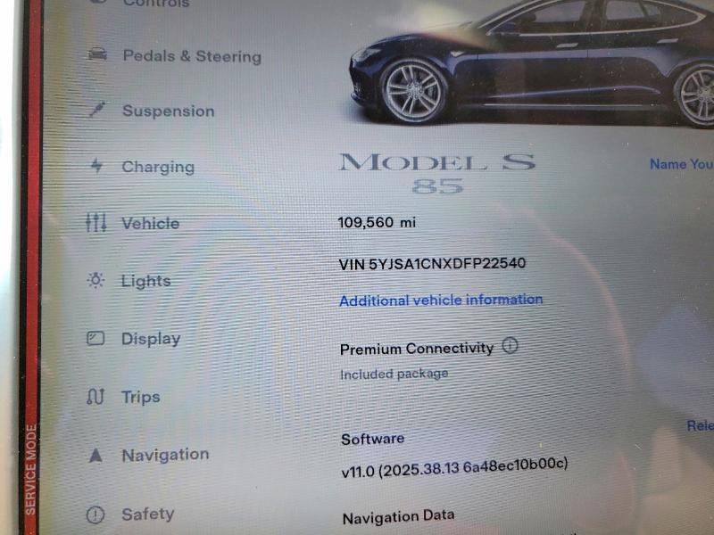 Photo 9 from auction – 2013 TESLA MODEL S with VIN 5YJSA1CNXDFP22540