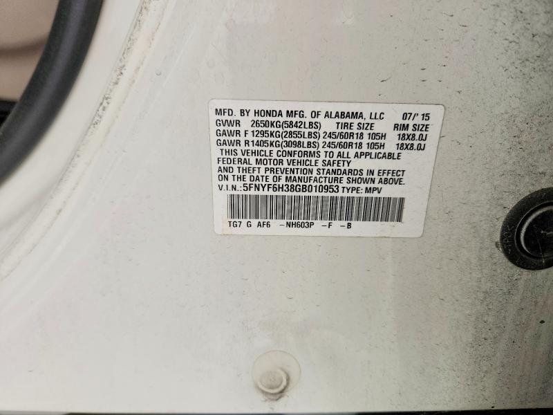 Photo 14 from auction – 2016 HONDA PILOT with VIN 5FNYF6H38GB010953