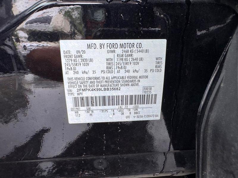 Photo 12 from auction – 2020 FORD EDGE with VIN 2FMPK4K99LBB35682