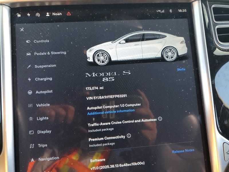 Photo 9 from auction – 2014 TESLA MODEL S with VIN 5YJSA1H11EFP63291
