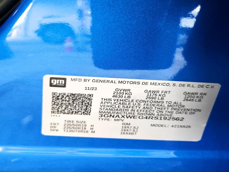 Photo 14 from auction – 2024 CHEVROLET EQUINOX with VIN 3GNAXWEG4RS192562