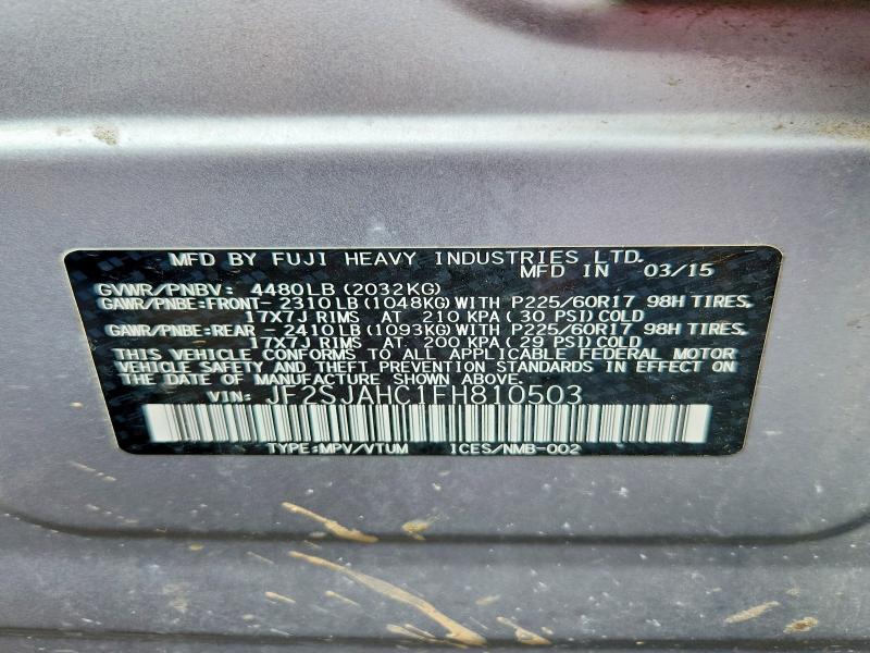 Photo 14 from auction – 2015 SUBARU FORESTER with VIN JF2SJAHC1FH810503