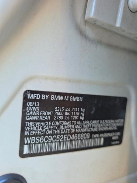 Photo 10 from auction – 2014 BMW M6 with VIN WBS6C9C52ED466809