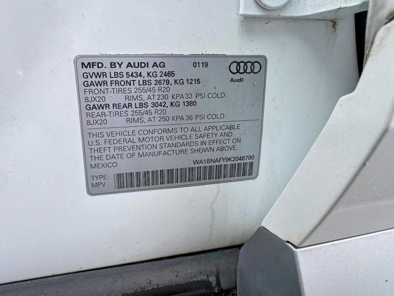 Photo 13 from auction – 2019 AUDI Q5 with VIN WA1BNAFY9K2048790