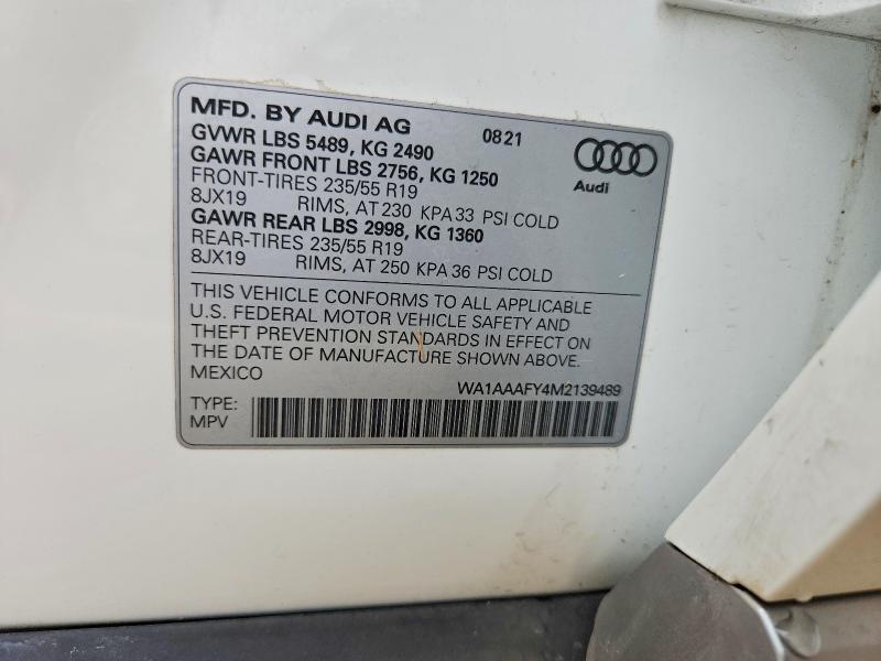 Photo 14 from auction – 2021 AUDI Q5 with VIN WA1AAAFY4M2139489