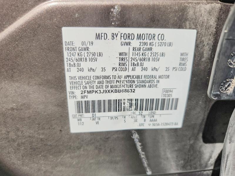 Photo 14 from auction – 2019 FORD EDGE with VIN 2FMPK3J9XKBB68832