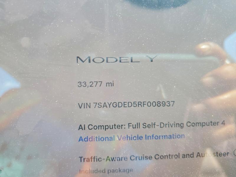 Photo 9 from auction – 2024 TESLA MODEL  Y with VIN 7SAYGDED5RF008937