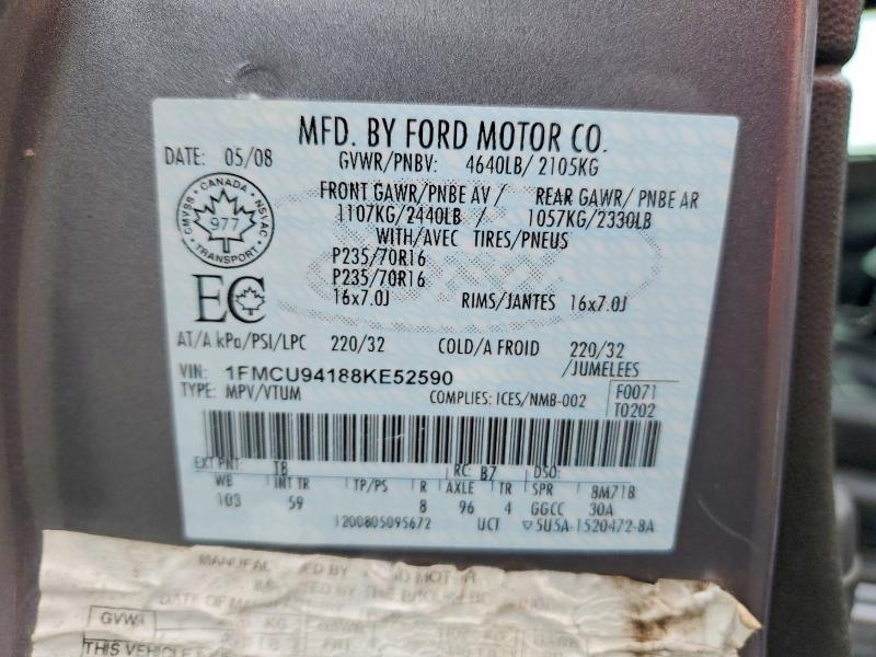 Photo 14 from auction – 2008 FORD ESCAPE with VIN 1FMCU94188KE52590